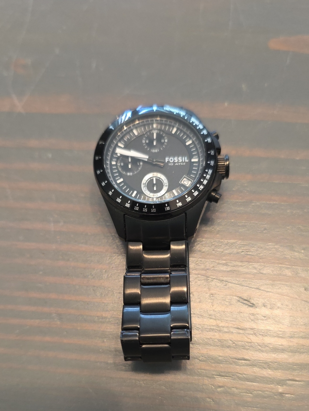 Fossil Black Stainless Steel Chronograph Bracelet Watch